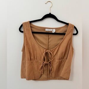 Trendy Tan Tie-Front Crop Top